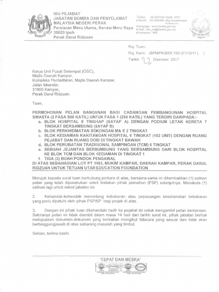 Bomba Approval Letter-2017!12!22 | PDF