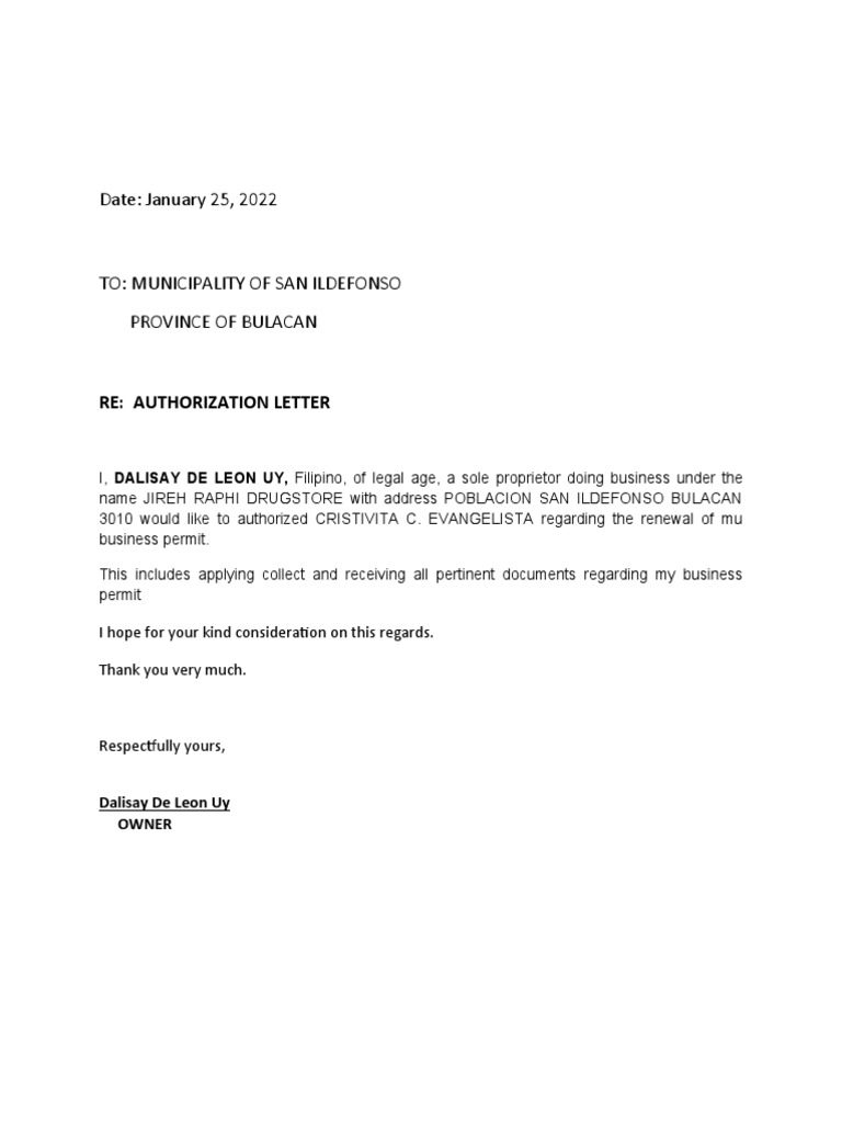 Authorization Mayors Permit | PDF