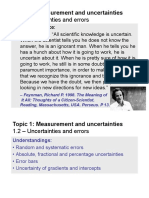 Topic 1.2 - Uncertainties and errors