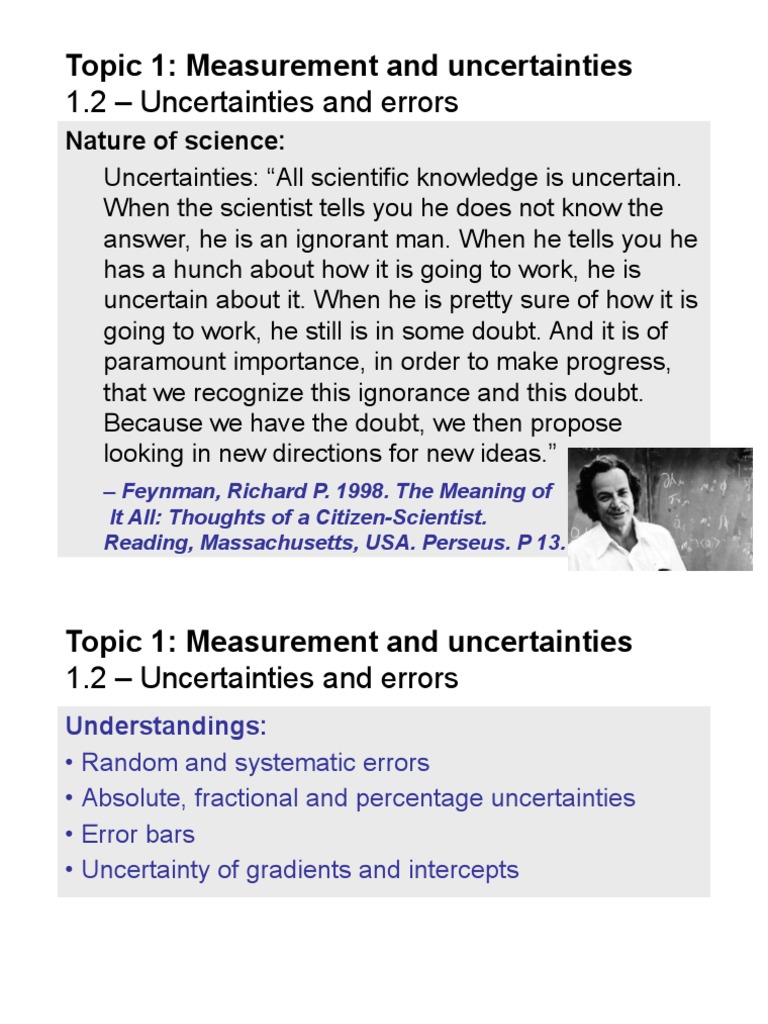 Topic 1.2 - Uncertainties and Errors | PDF | Significant Figures ...