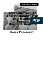 Introduction To The Philosophy of The Human Person: Quarter 1. Week 1-2 Doing Philosophy