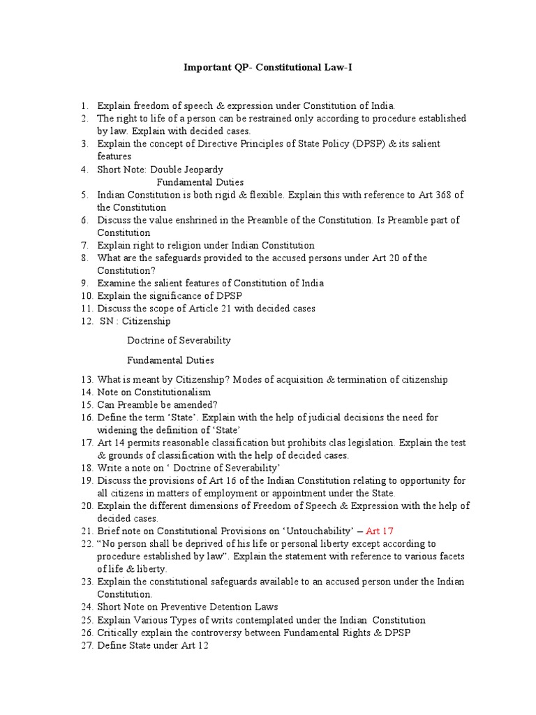 Constitutional Law Q&A Guide | PDF | Constitution | Common Law
