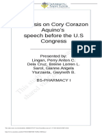 Analysis On Cory Corazon Aquino's Speech Before The U.S Congress