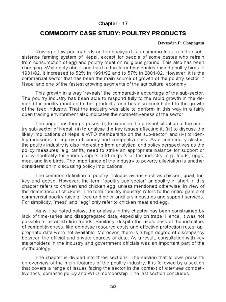 Commodity Case Study Poultry Products Chapter 17 PDF Poultry