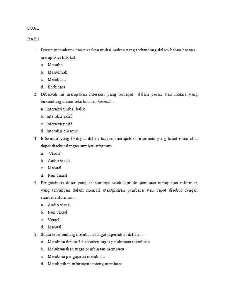 Kumpulan Soal Membaca Lanjut