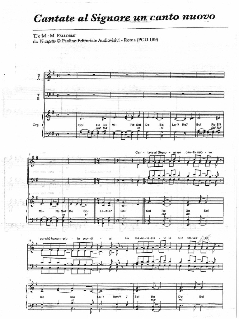 Cantate Al Signore Un Canto Nuovo Testo