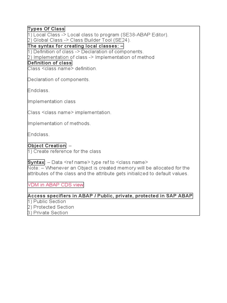 ABAP OOPs: Local & Global Class Guide | PDF