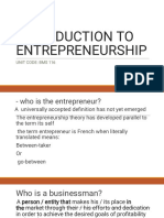 Introduction To Entreprenuership