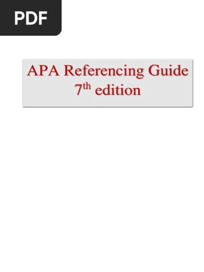 APA Referencing Guide (7th edition)