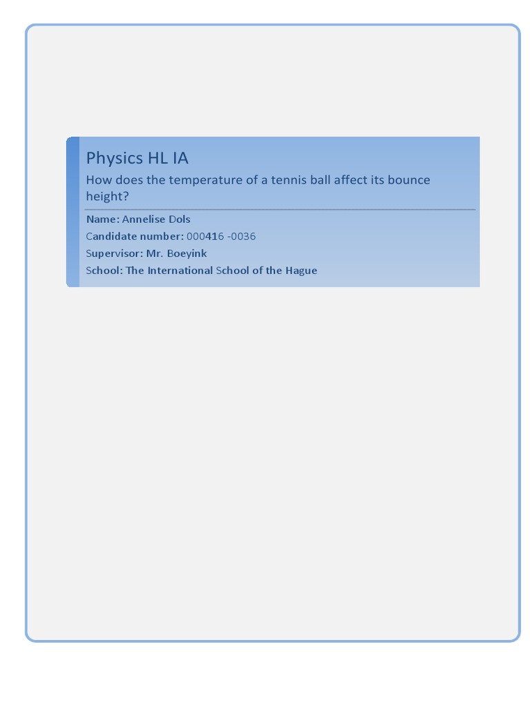 How Does The Temperature of A Tennis Ball Affect Its Bounce Height