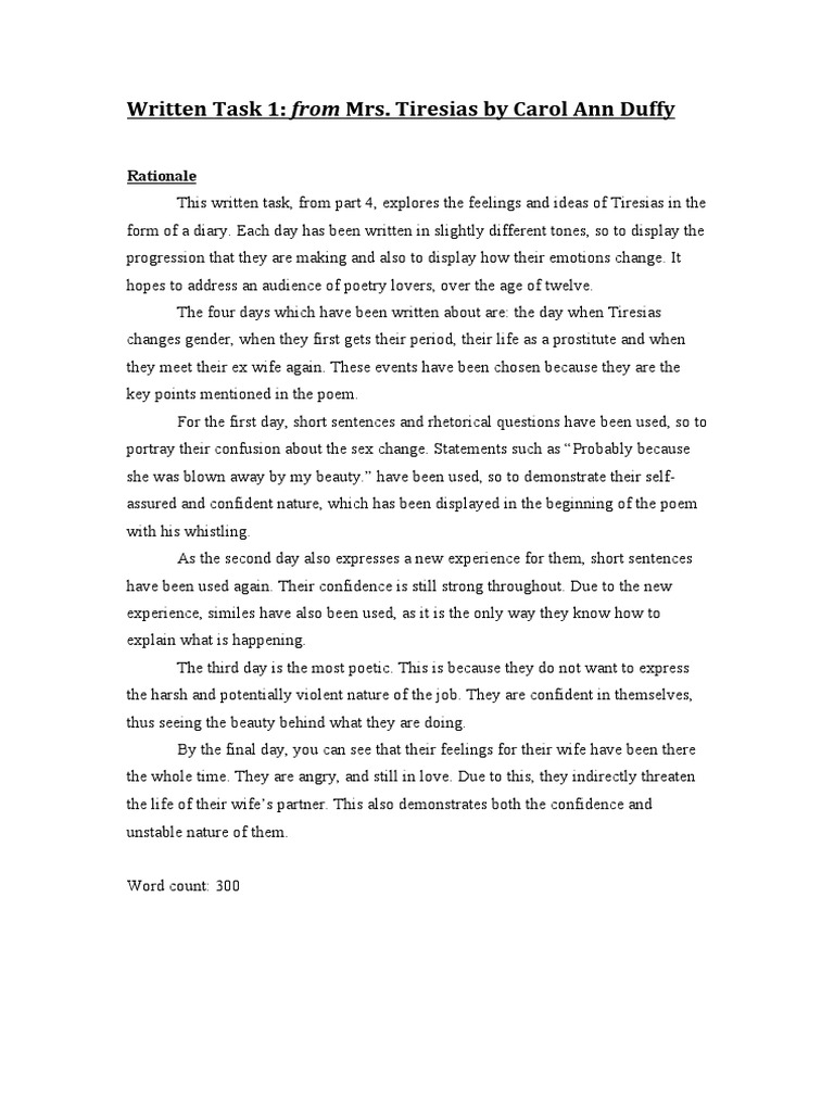 The Worlds Wife Mrs. Tiresias PDF Poetry