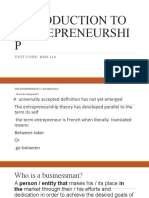 Introduction To Entreprenuership