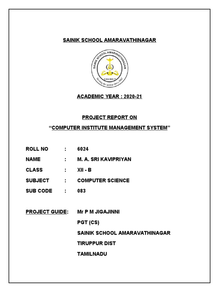 Computer Institute Management System Project PDF Software Testing