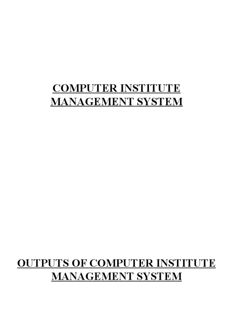Presentation of Computer Institute Management System PDF Software