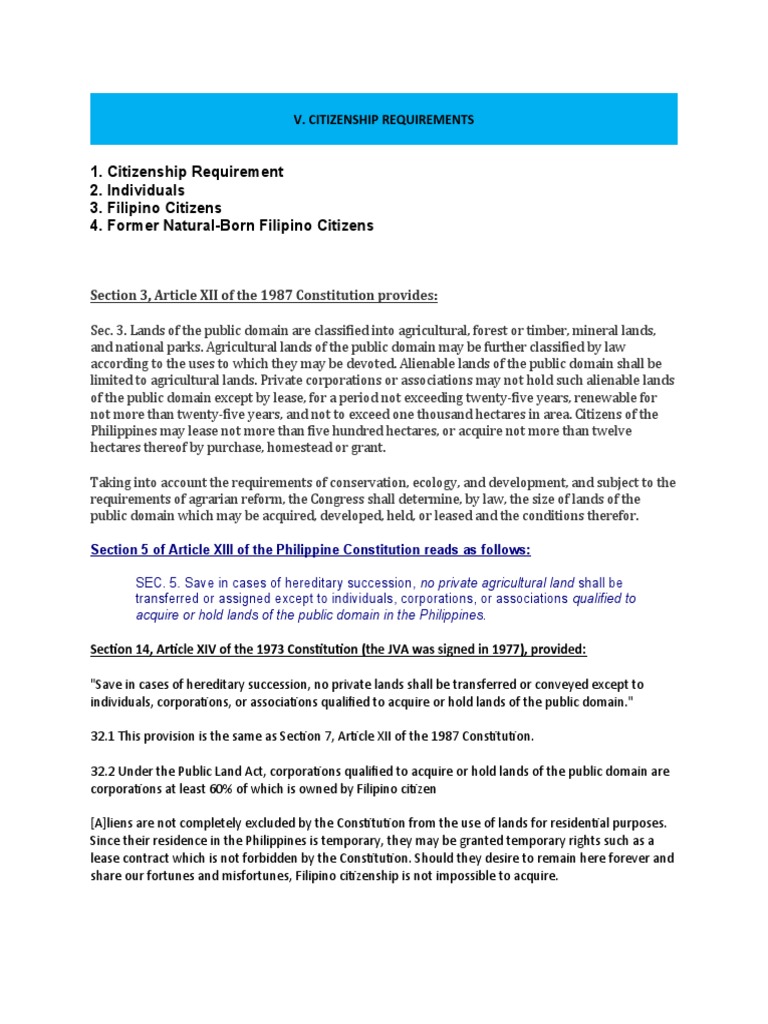 Requirements and Limitations for Citizenship and Corporate Ownership of