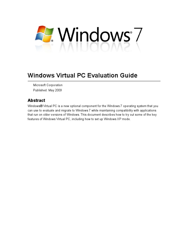 Windows Virtual PC Evaluation Guide | PDF