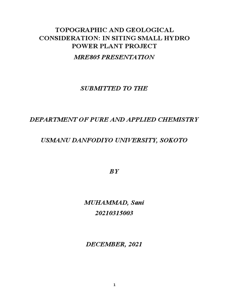 Site Selection for Small Hydropower Plants | PDF | Hydroelectricity | Dam