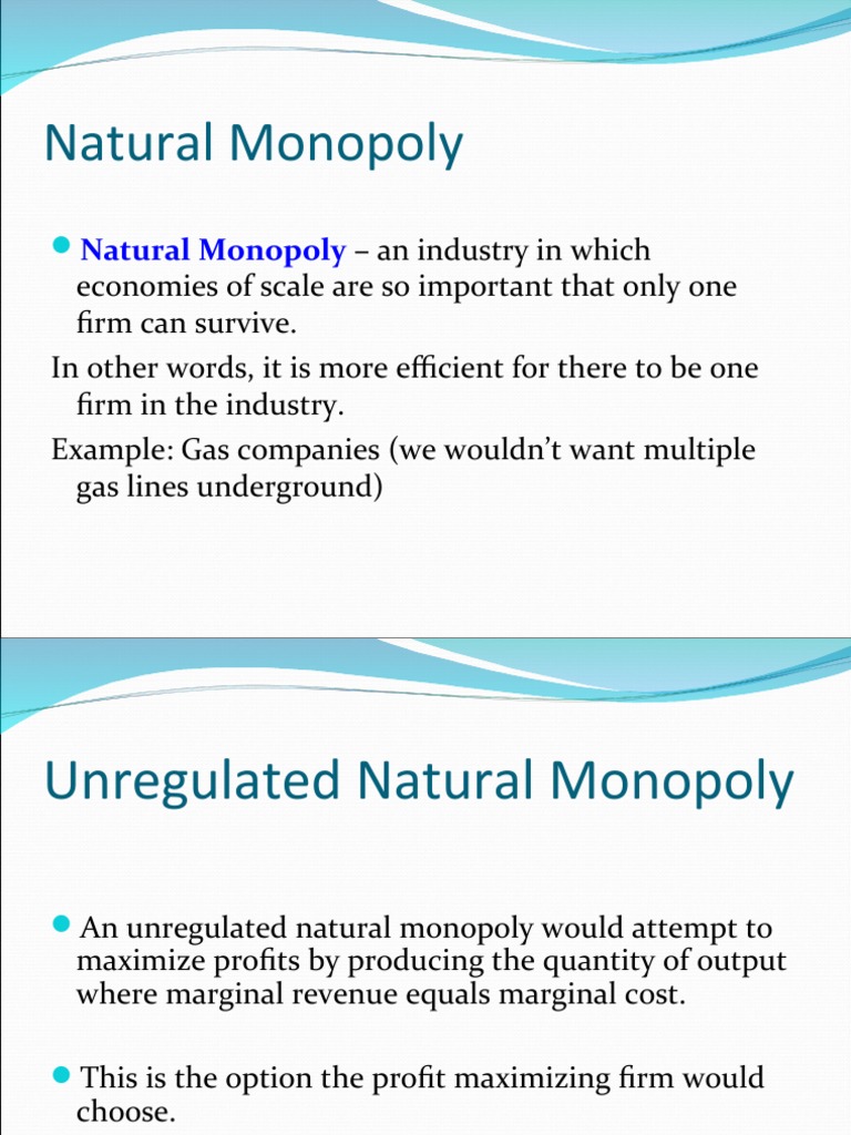 Natural Monopoly Slides | PDF | Monopoly | Regulation