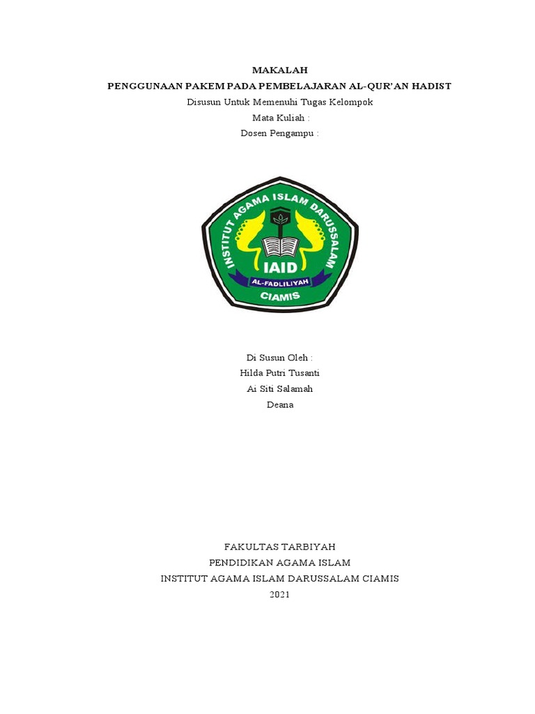 PAKEM dalam Pembelajaran Al-Qur'an Hadits | PDF | Karier & Perkembangan