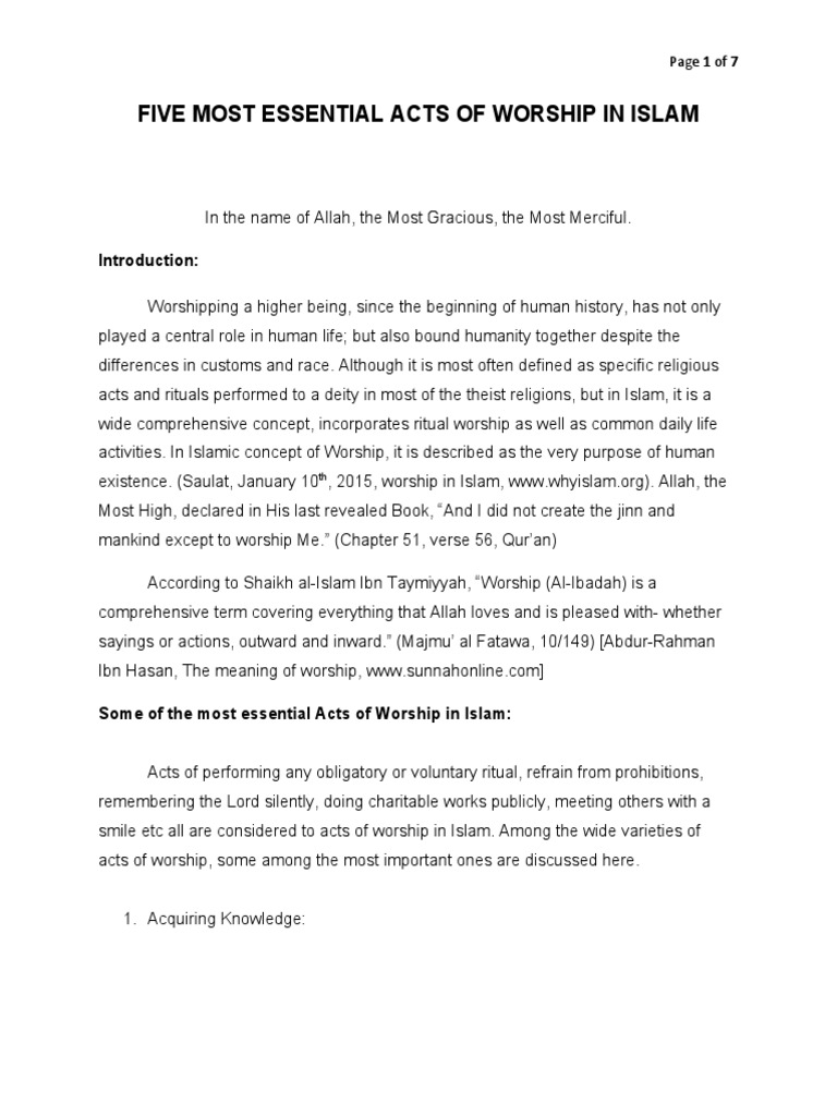 Five Most Essential Acts of Worship in Islam PDF God In Islam Hajj
