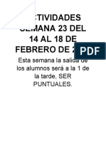 Actividades Semana 23 Del 14 Al 18 de Febrero