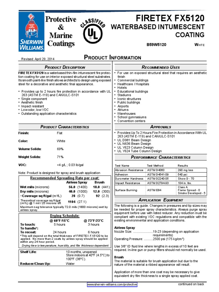 Protective & Marine Coatings: Firetex Fx5120 | PDF | Materials | Chemistry