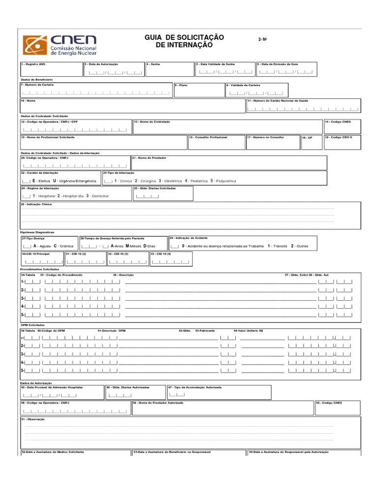 Guia Internacao CNEN | PDF | Doenças e distúrbios | Sistema de saúde