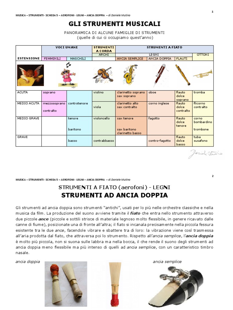 MUSICA Classificazione Strumenti 5 LEGNI ANCIA DOPPIA PDF
