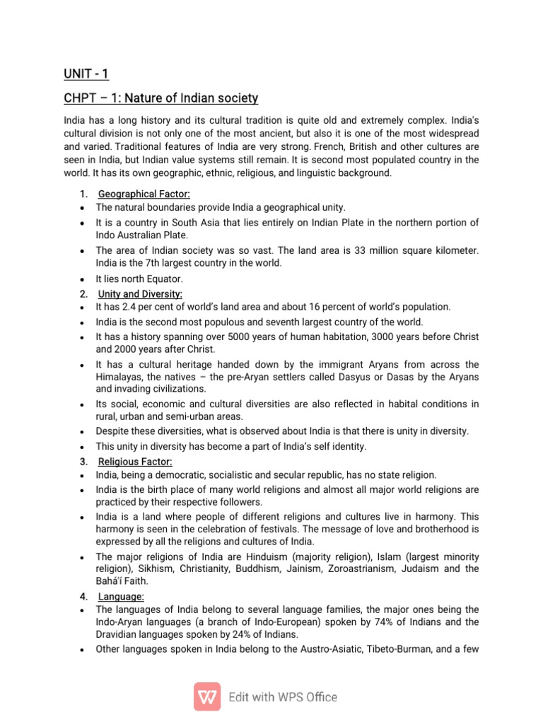 Nature and Diversity of Indian Society | PDF | Science & Mathematics