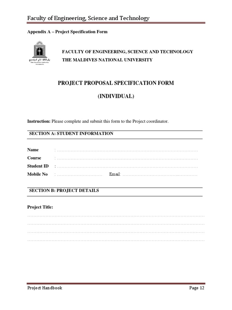 Project Proposal Specification Form | PDF | Information Technology ...