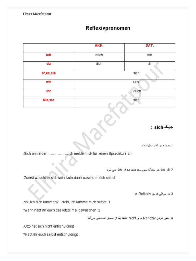 Reflexivpronomen 1 PDF