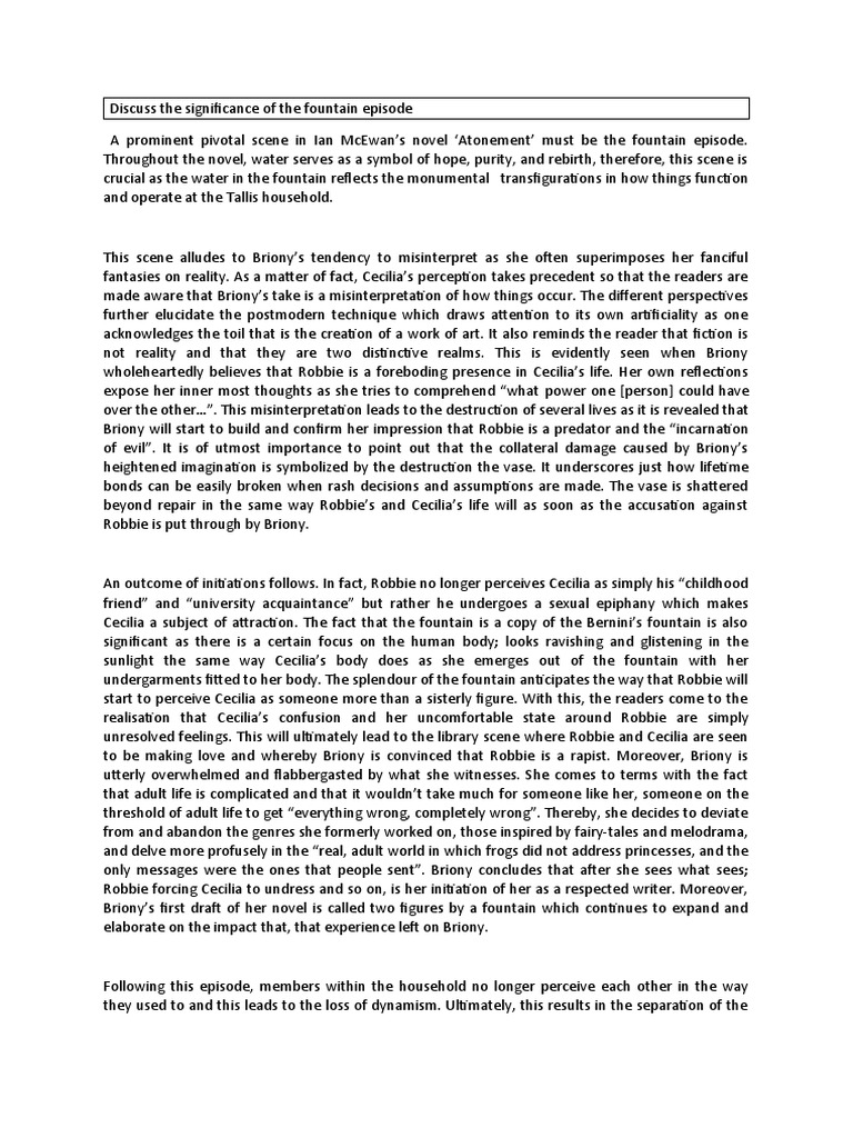 Discuss The Significance of The Fountain Episode - Atonement | PDF, image size:768x1024