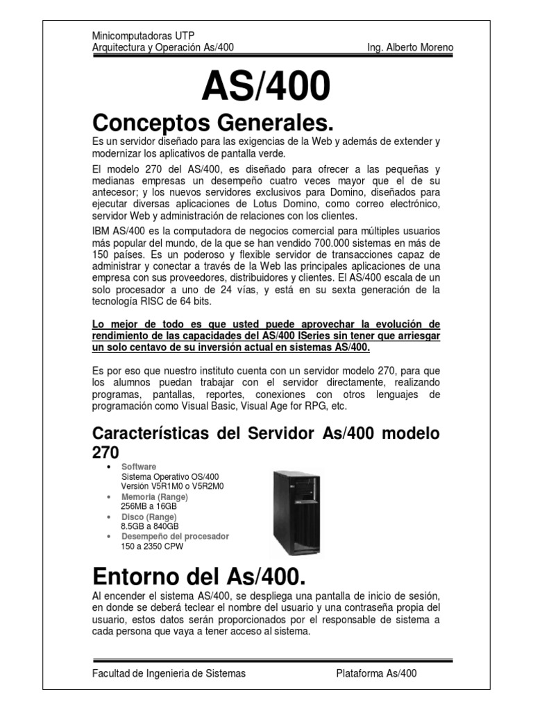 Introducción a AS/400 y su Operación | PDF | Archivo de computadora ...