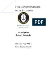 O I G C B: Investigative Report Synopsis