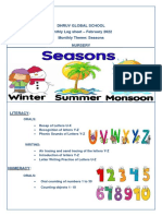 Dhruv Global School Monthly Log Sheet - February 2022 Monthly Theme: Seasons Nursery