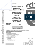 Murcia Escuelas Oficiales de Idiomas Prueba Especifica de Certificacion Nivel C2 Comprension de Textos Orales