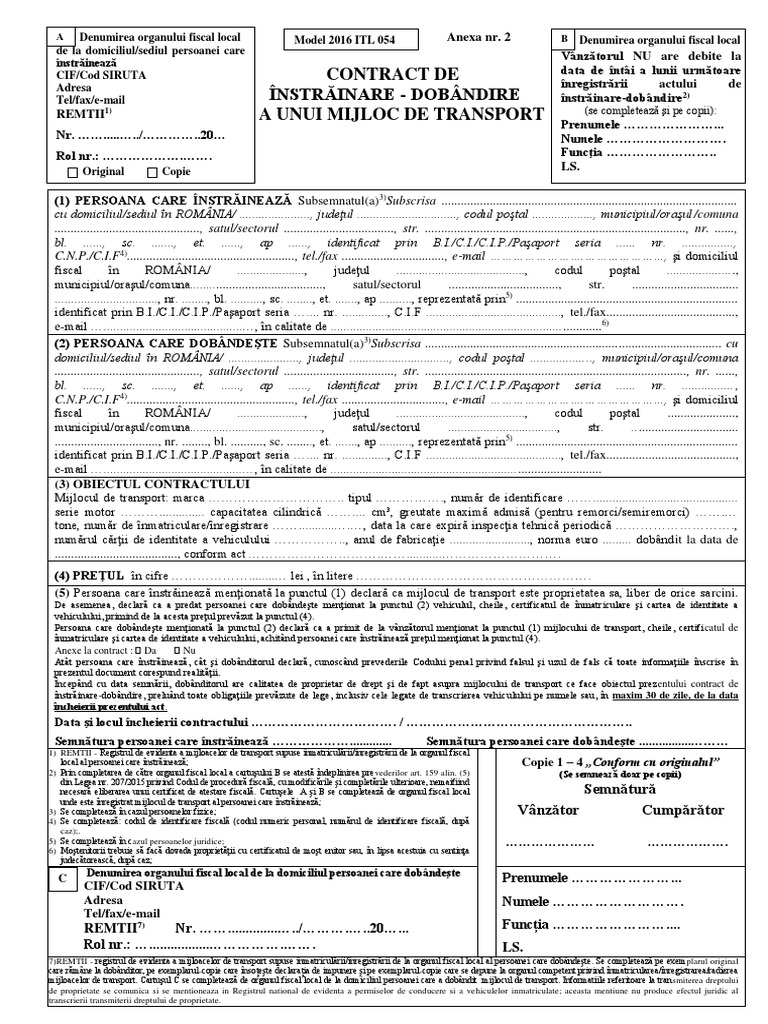 Contract de Instrainare-Dobandire A Unui Mijloc de Transport | PDF