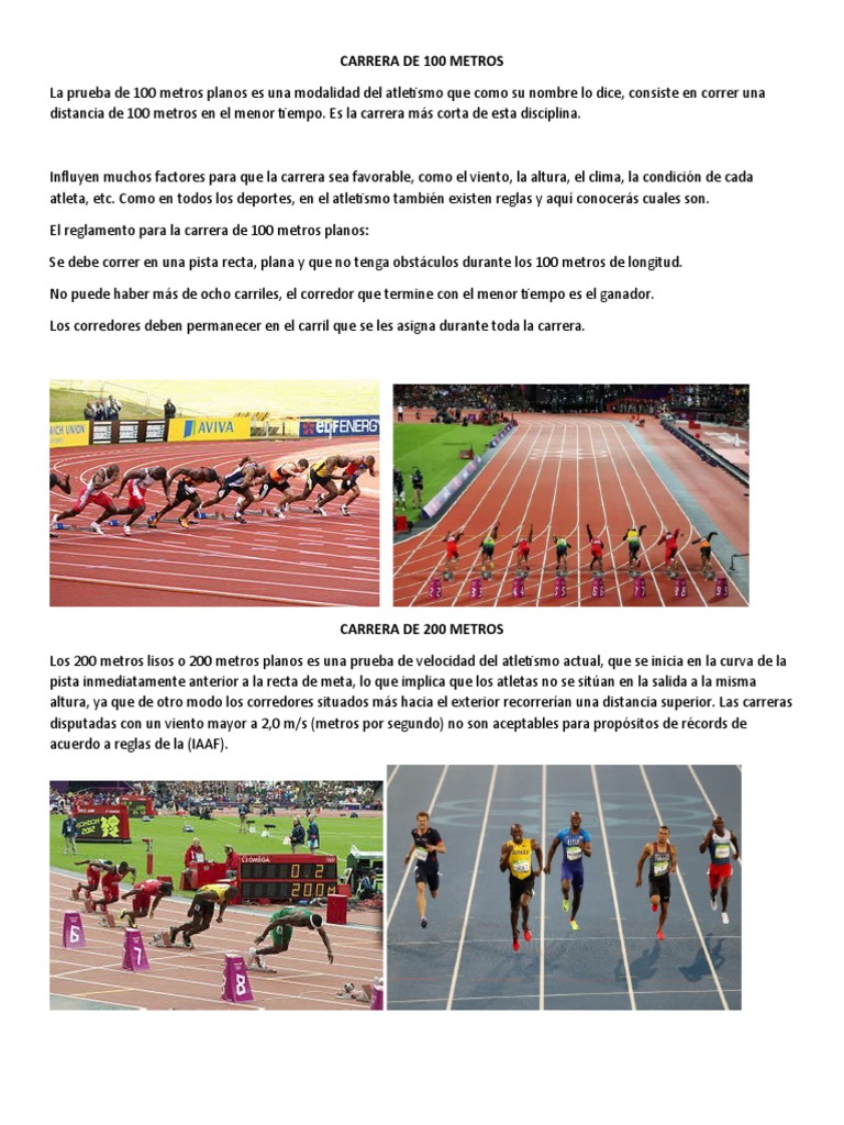 Reglas y Conceptos de 100 Metros Planos | PDF | Tecnología