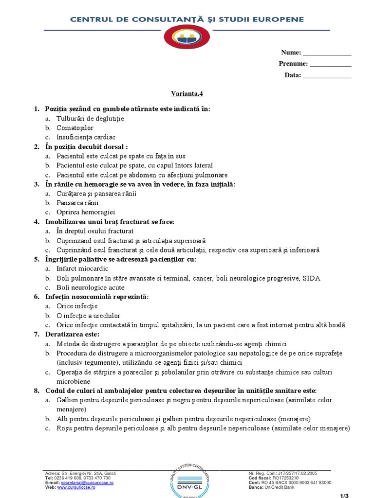 Examen Infirmier - CU ANTET | PDF
