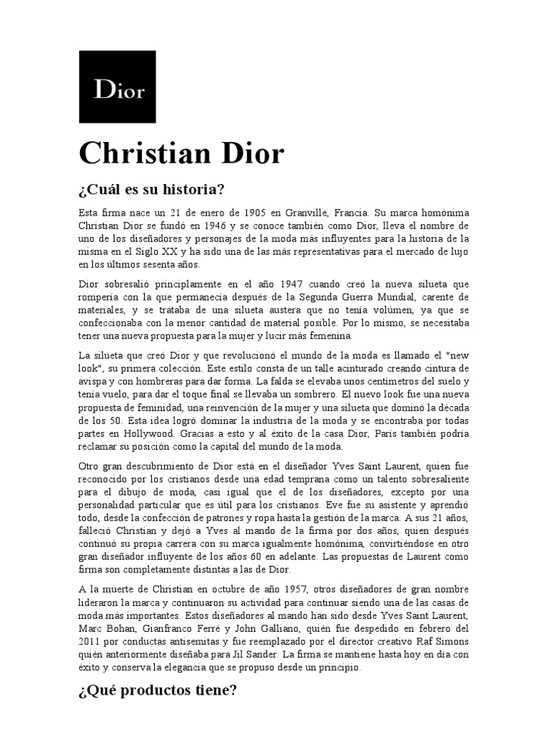 Historia y esencia de la marca Dior | PDF | Moda | Marca