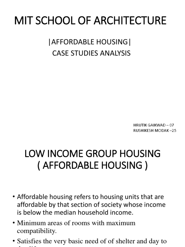 Mit School of Architecture Affordable Housing Case Studies