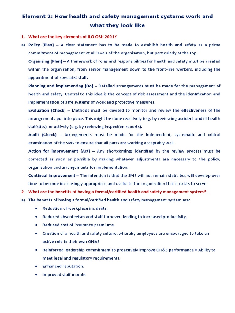 Health and Safety Management Systems | PDF | Occupational Safety And ...
