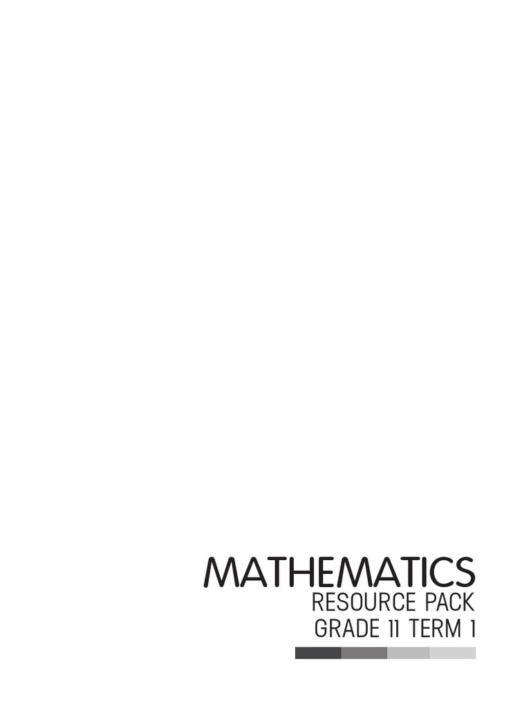 Grade 11 Mathematics Term 1 Resource Pack | PDF | Slope | Inequality ...
