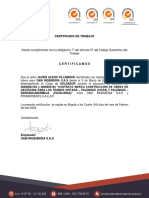 Certificado Laboral Javier Alexis Villamizar