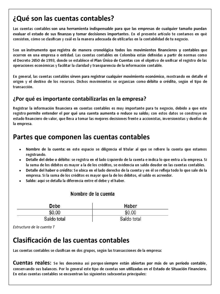 Definición y Estructura de Cuentas Contables | PDF | Contabilidad ...