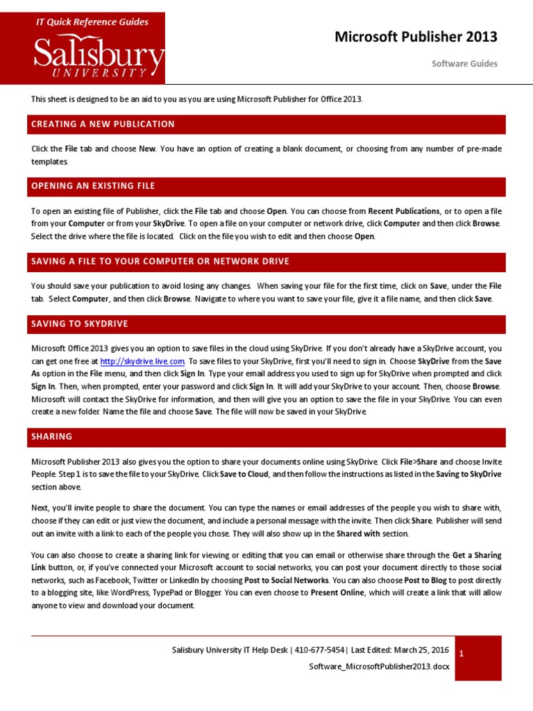 Microsoft Publisher 2013 Quick Guide | PDF | Computer File | Paragraph