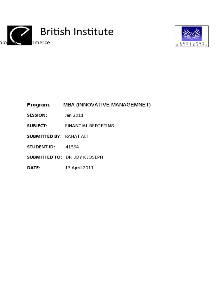 Financial Reporting and Analysis Overview | PDF | Financial Statement ...
