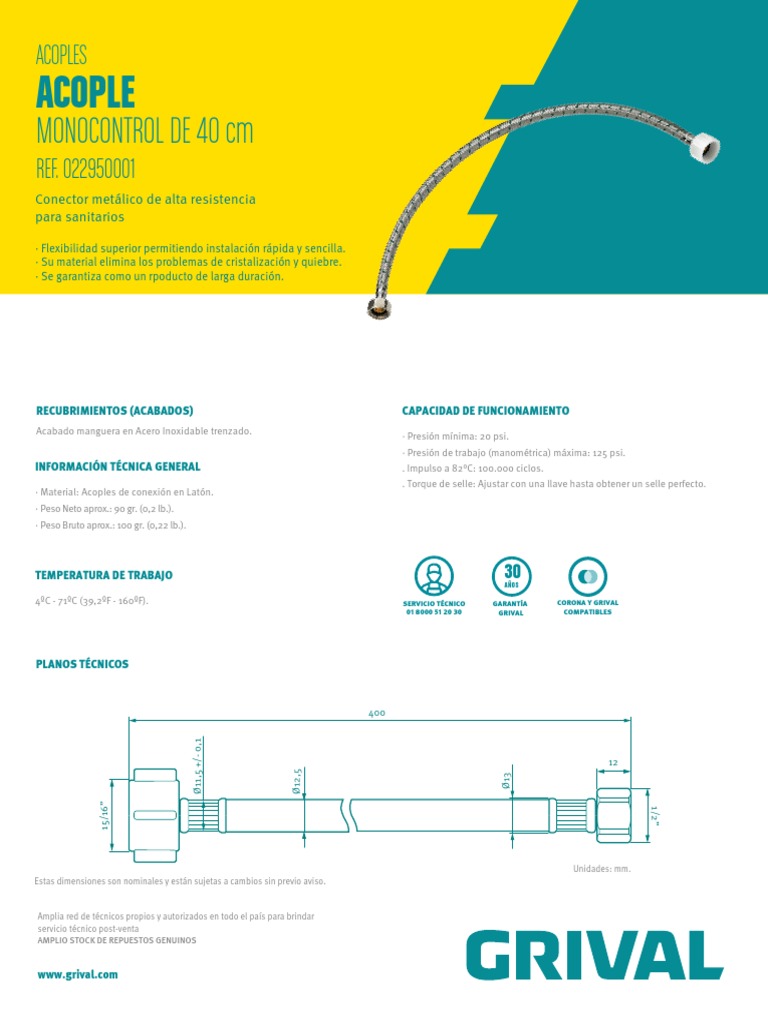 Acoples Sanitarios Grival y Servicio Técnico | PDF | Materiales