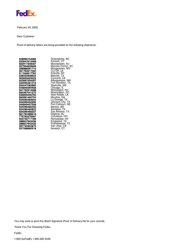 FedEx Proof of Delivery Records | PDF | Freight Transport | Fed Ex