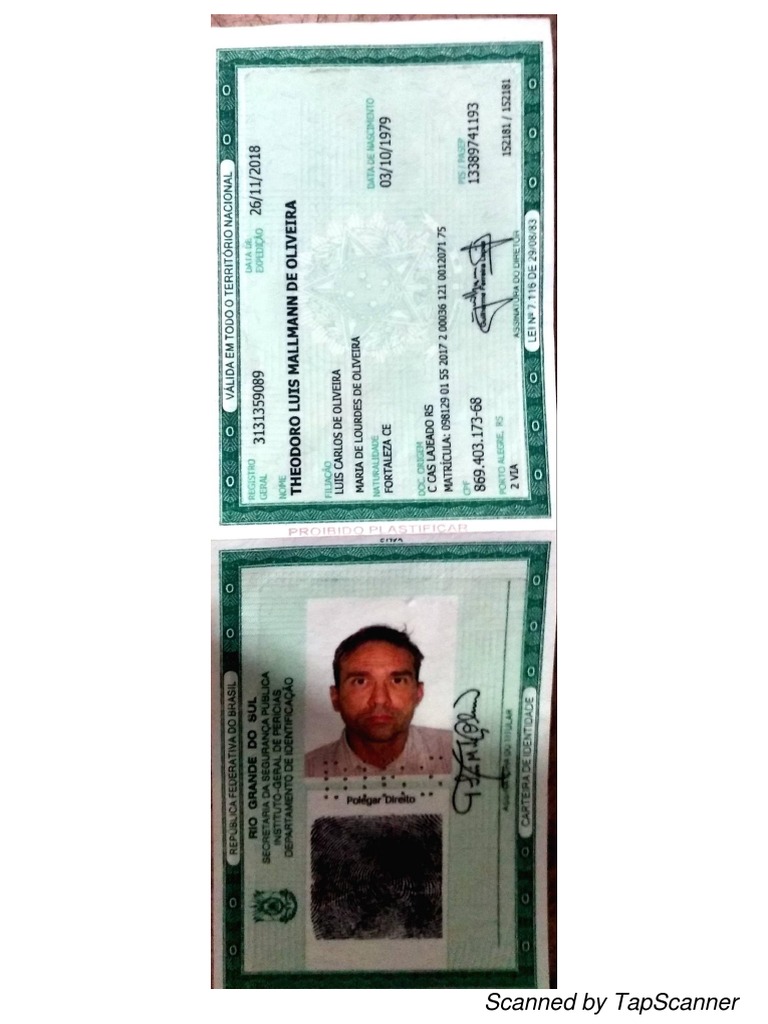 5) Cédula de Identidade e CPF PDF